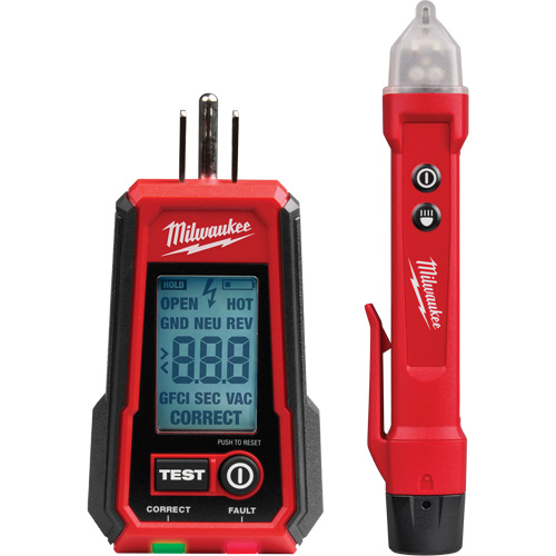 D&eacute;tecteur de tension avec DEL et testeur de prise DDFT, 50 V - 1000 V, Alerte Affichage & son Equipex