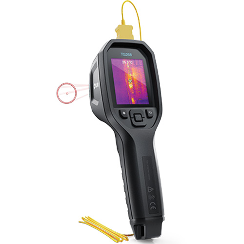 24:1 Spot IR Thermal Imaging Camera with Bullseye Laser & Type K Thermocouple, 160 x 120 pixels, -10° - 45°C (14° - 113°F), 70 mK Equipex