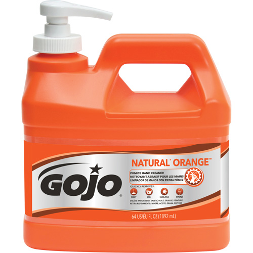 Nettoyant &agrave; mains Natural Orange, Pierre ponce, 1,89 L, Bouteille &agrave; pompe, Agrumes/Orange Equipex
