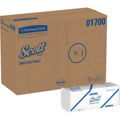 Essuie-mains Scott &agrave; pli simple, 1 pli, 10-1/2" lo x 9-3/10" la, 250 /pqt Equipex