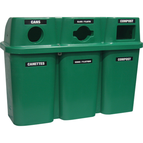 Recycling Containers Bullseye, Curbside, Plastic, 3 x 22 US Gal. Equipex
