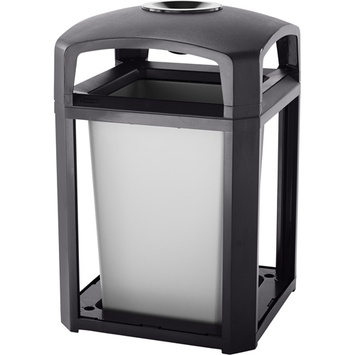 Cendrier et corbeille pour d&eacute;chets de s&eacute;rie Landmark, Plastique, Capacit&eacute; 35 gal. US, Hauteur 40" Equipex