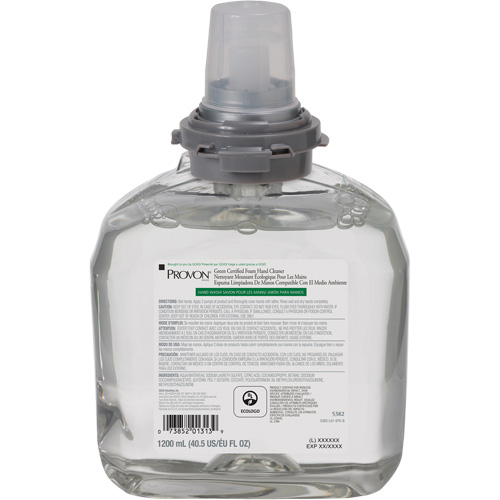 Savon pour les mains certifi&eacute; vert pour distributeur PROVON TFX, Mousse, 1200 ml, Parfum&eacute; Equipex