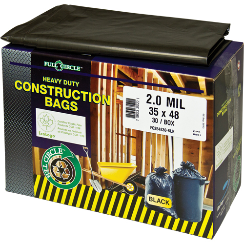 Contractor Liners, Strong, 30" W x 48" L, 2 mils, Black, 121.13 L (32 Gal.) Capacity Equipex
