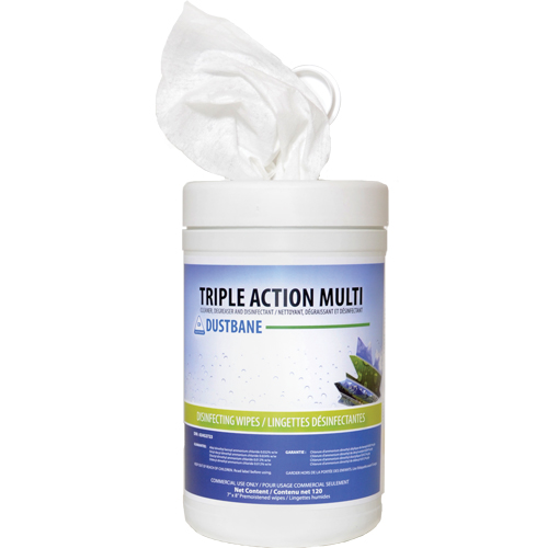 Triple Action Multi Disinfecting Wipes, 7" x 8", 120 Count Equipex