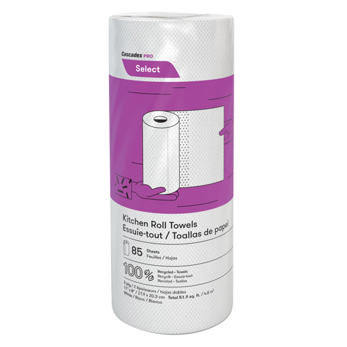 Pro Select Kitchen Towel Roll, 2 Ply, 85 Sheets/Roll, 8" W, 11" L Equipex