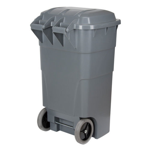 Roll Out Garbage Bin, Polyethylene, 65 US gal. Equipex