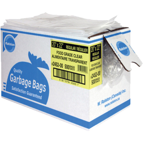 Food-Grade Garbage Bags, X-Strong, 35" W x 50" L, 0.92 mils, Clear Equipex