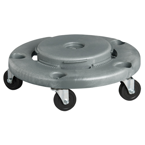 Waste Container Dolly, Polyethylene, Grey, Fits: 24" Dia. Equipex