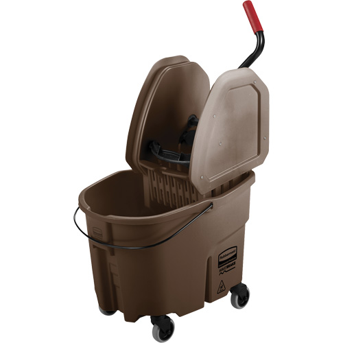 Ensemble de seau pour vadrouille et essoreuse WaveBrake, Pression vers le bas, 8,75 gal. US (35 pintes), Brun Equipex