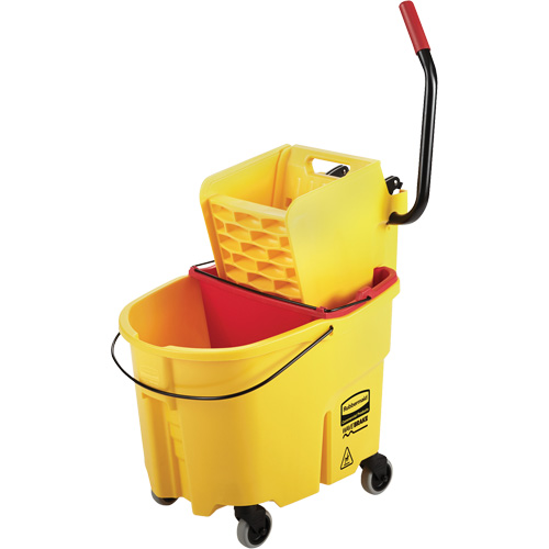 Ensemble de seau pour vadrouille et essoreuse WaveBrake, Pression lat&eacute;rale, 8,75 gal. US (35 pintes), Jaune Equipex