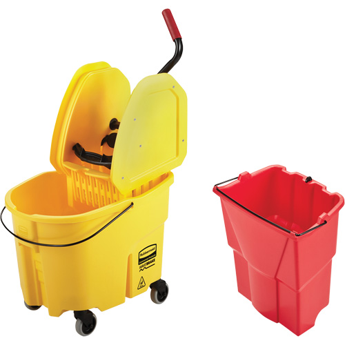 WaveBrake&reg; Mop Bucket & Wringer Combo Pack, Down Press, 8.75 US Gal.(35 Quart), Yellow Equipex