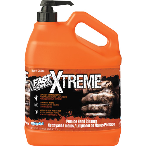 Nettoyant professionnel pour les mains Xtreme, Pierre ponce, 3,78 L, Bouteille &agrave; pompe, Orange Equipex
