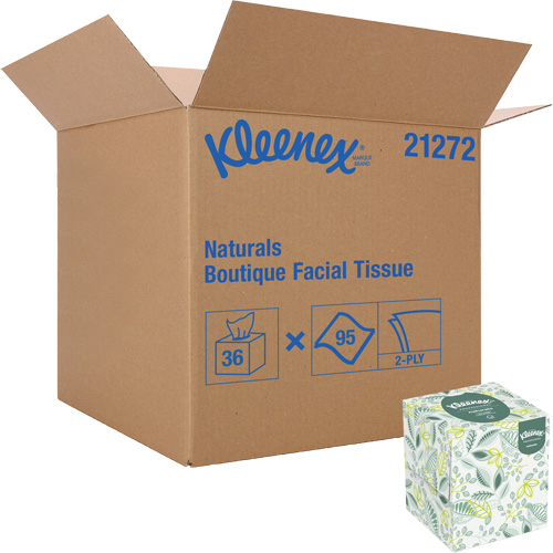 Kleenex&reg; Naturals Boutique* Facial Tissue, 2 Ply, 7.8" L x 8.3" W, 95 Sheets/Box Equipex