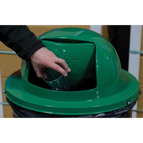 Drum Waste Disposal Top, Dome Lid, Metal, Fits Container Size: 23-1/2" Dia. Equipex