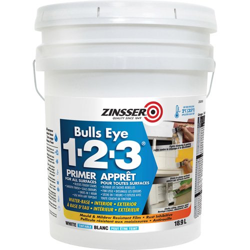 Bulls Eye 1-2-3&reg; Water-Base Primer, 18.9 L, Pail, White Equipex