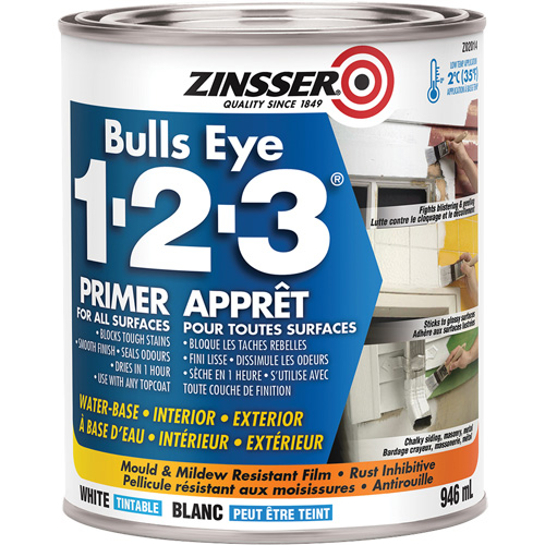 Appr&ecirc;t &agrave; base d'eau Bulls Eye 1-2-3, 946 ml, Canette, Blanc Equipex