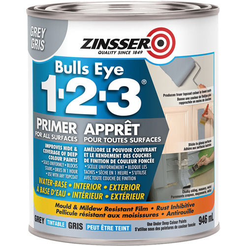 Appr&ecirc;t &agrave; base d'eau Bulls Eye 1-2-3, 946 ml, Canette, Gris Equipex
