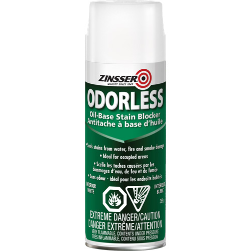 Appr&ecirc;t inodore &agrave; base d'huile qui bloque les taches, Blanc, Tr&egrave;s mat, Canette a&eacute;rosol Equipex