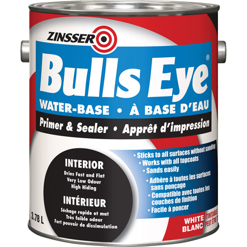 Bulls Eye&reg; Water Based Primer, 3.78 L, Gallon, White Equipex