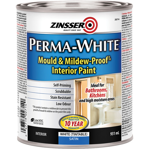 Peinture int&eacute;rieure Mold & Mildew-Proof Perma-White, 931 ml, Canette, Blanc Equipex