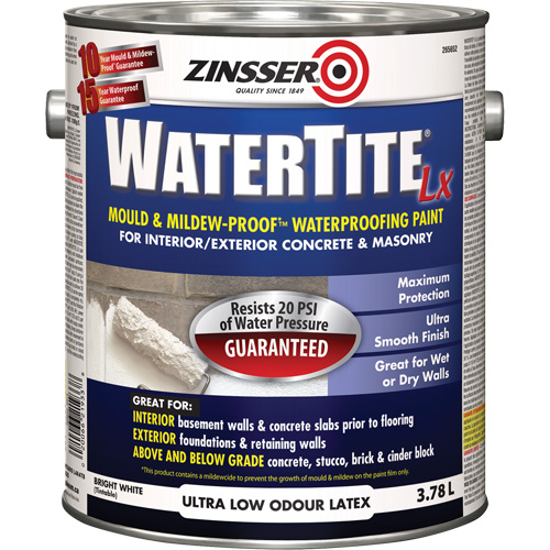 Watertite&reg; LX Mold & Mildew-Proof Waterproofing Paint, 3.78 L, Gallon, White Equipex