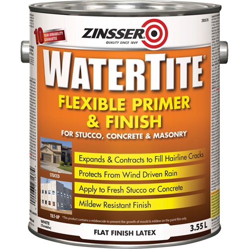 Watertite&reg; Weatherproof Flexible Primer & Finish, 3.55 L, Gallon, White Equipex