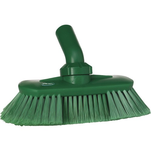Angle-Adjustable Water-Fed Washing Brush, Soft Bristles, 9-1/4" Long, Green Equipex