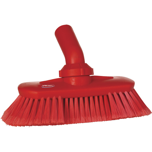 Brosse de lavage aliment&eacute;e en eau et &agrave; angle r&eacute;glable, Soies Doux, Longueur de 9-1/4", Rouge Equipex