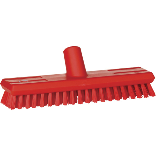 Brosse lave-pont aliment&eacute;e en eau, Crins Extra-ferme, 10-3/4", Polyester, Rouge Equipex