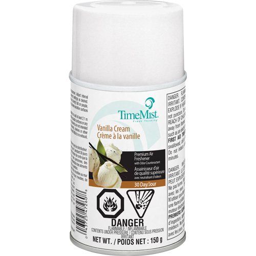 Purificateur dair industriel TimeMist, Cr&egrave;me &agrave; la vanille, Canette a&eacute;rosol/Cartouche Equipex