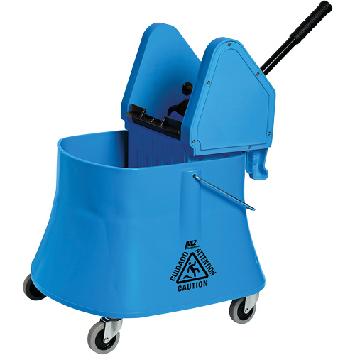Ensemble de seau pour vadrouille et essoreuse Champ, Pression vers le bas, 7,5 gal. US (30 pintes), Bleu Equipex