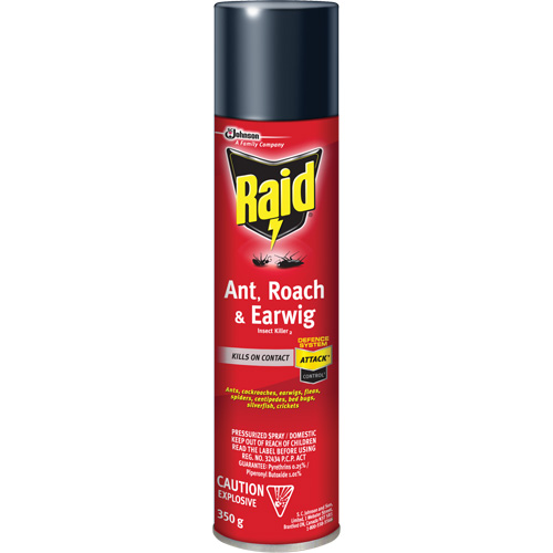 Insecticide contre fourmis, coquerelles et perce-oreilles Raid, 350 g, &agrave; base de solvant Equipex