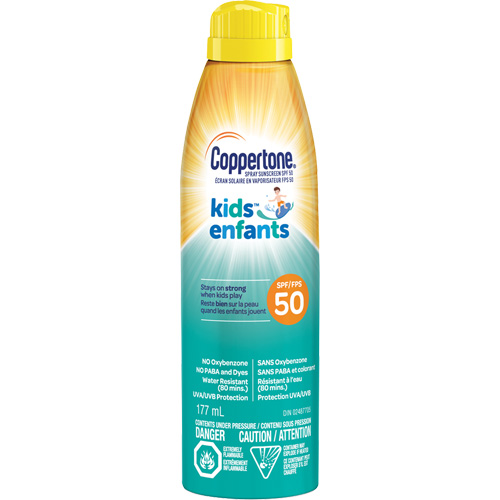 &eacute;cran solaire r&eacute;sistant &agrave; l'eau Kids, FPS 50, A&eacute;rosol Equipex