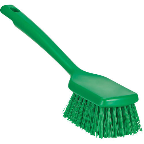 ColorCore Short Handle Brush, Stiff Bristles, 12" Long, Green Equipex