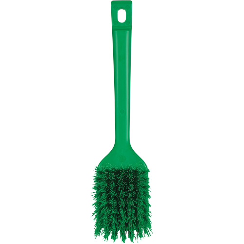 ColorCore Short Handle Brush, Stiff Bristles, 12" Long, Green Equipex