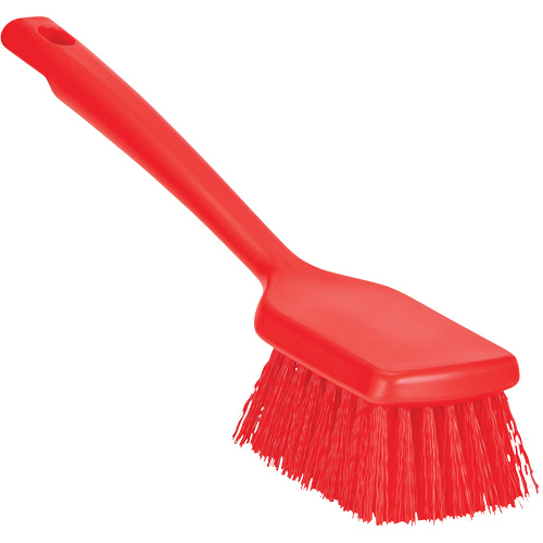 ColorCore Short Handle Brush, Stiff Bristles, 12" Long, Red Equipex