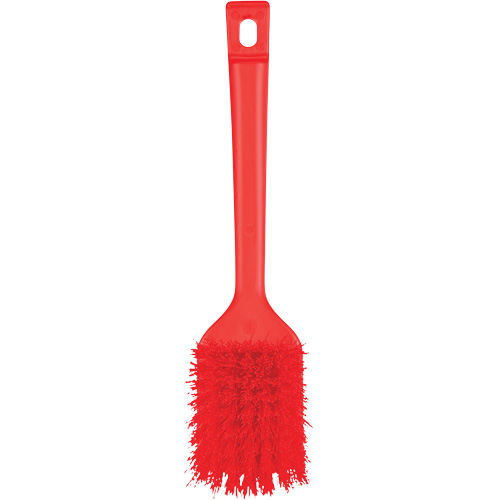 ColorCore Short Handle Brush, Stiff Bristles, 12" Long, Red Equipex