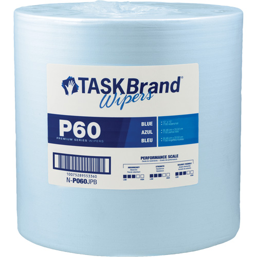 TaskBrand&reg; P60 Premium Series Wipers, All-Purpose, 13" L x 12" W Equipex
