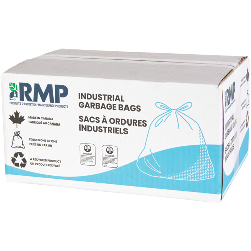 Industrial Garbage Bags, Utility, 20" W x 22" L, 0.64 mils, White, 23 L (6 Gal.) Capacity Equipex