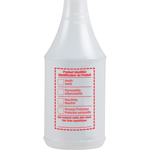 Round Spray Bottle with WHMIS Label, 24 oz. Equipex