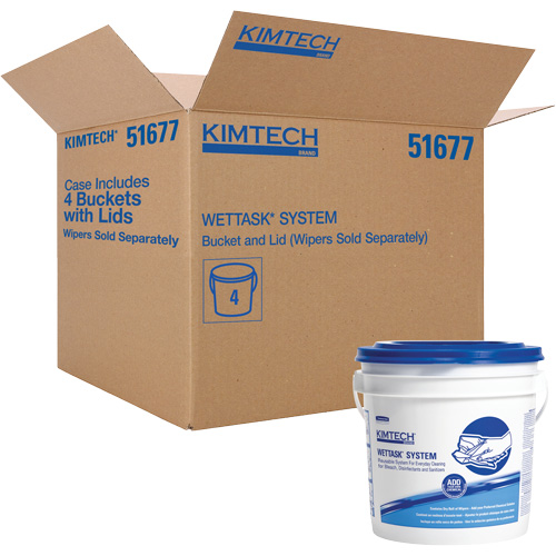 Syst&egrave;me d'essuie-tout en seau avec couvercle WetTask Equipex