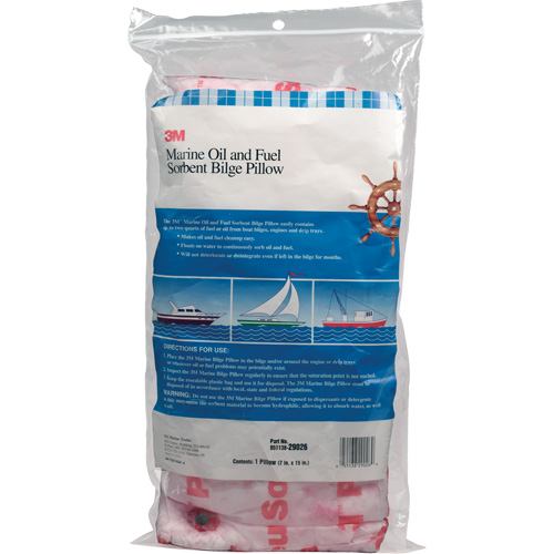 Marine Oil and Fuel Absorbent Bilge Pillow, Oil Only, 15" L x 7" W, 12.1 gal Absorbency/Pkg. Equipex