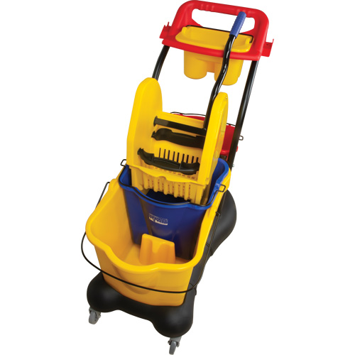Multifunctional Mop Trolley, Down Press, 9.5 US Gal.(38 Quart), Yellow Equipex