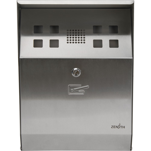 Cendrier, Montage mural, Acier inoxydable, Capacit&eacute; 1.6 Litres, Hauteur 13-4/5" Equipex