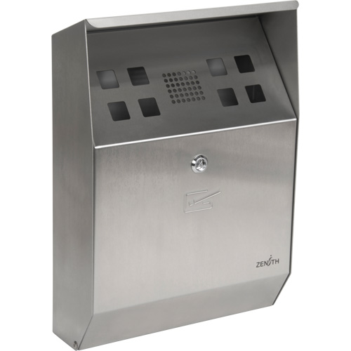 Cendrier, Montage mural, Acier inoxydable, Capacit&eacute; 1.6 Litres, Hauteur 13-4/5" Equipex