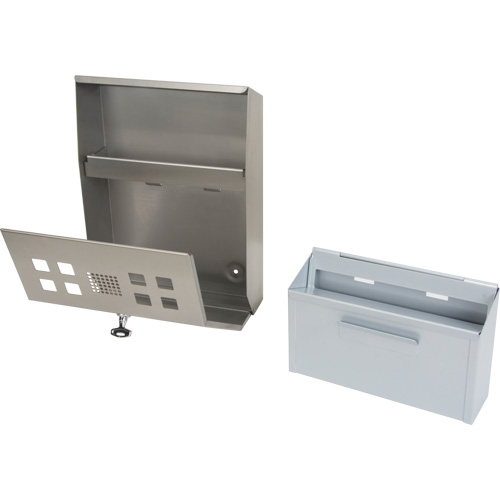 Cendrier, Montage mural, Acier inoxydable, Capacit&eacute; 1.6 Litres, Hauteur 13-4/5" Equipex