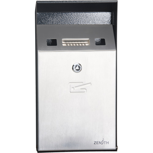 Cendrier, Montage mural, Acier inoxydable, Capacit&eacute; 1 Litre, Hauteur 11-4/5" Equipex