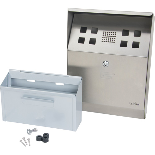 Cendrier, Montage mural, Acier inoxydable, Capacit&eacute; 1 Litre, Hauteur 11-4/5" Equipex