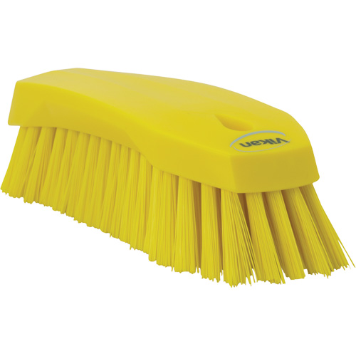 Large Angled Hand Brush, Stiff Bristles, 8" Long, Yellow Equipex